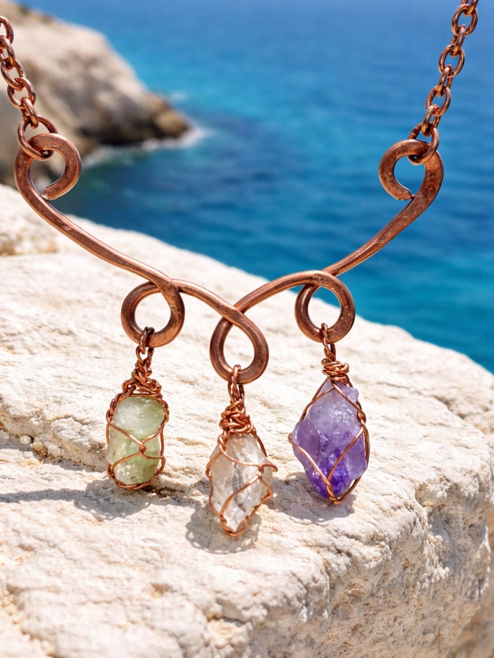 NEW! Amethyst, Herkimer & Tourmaline Necklace